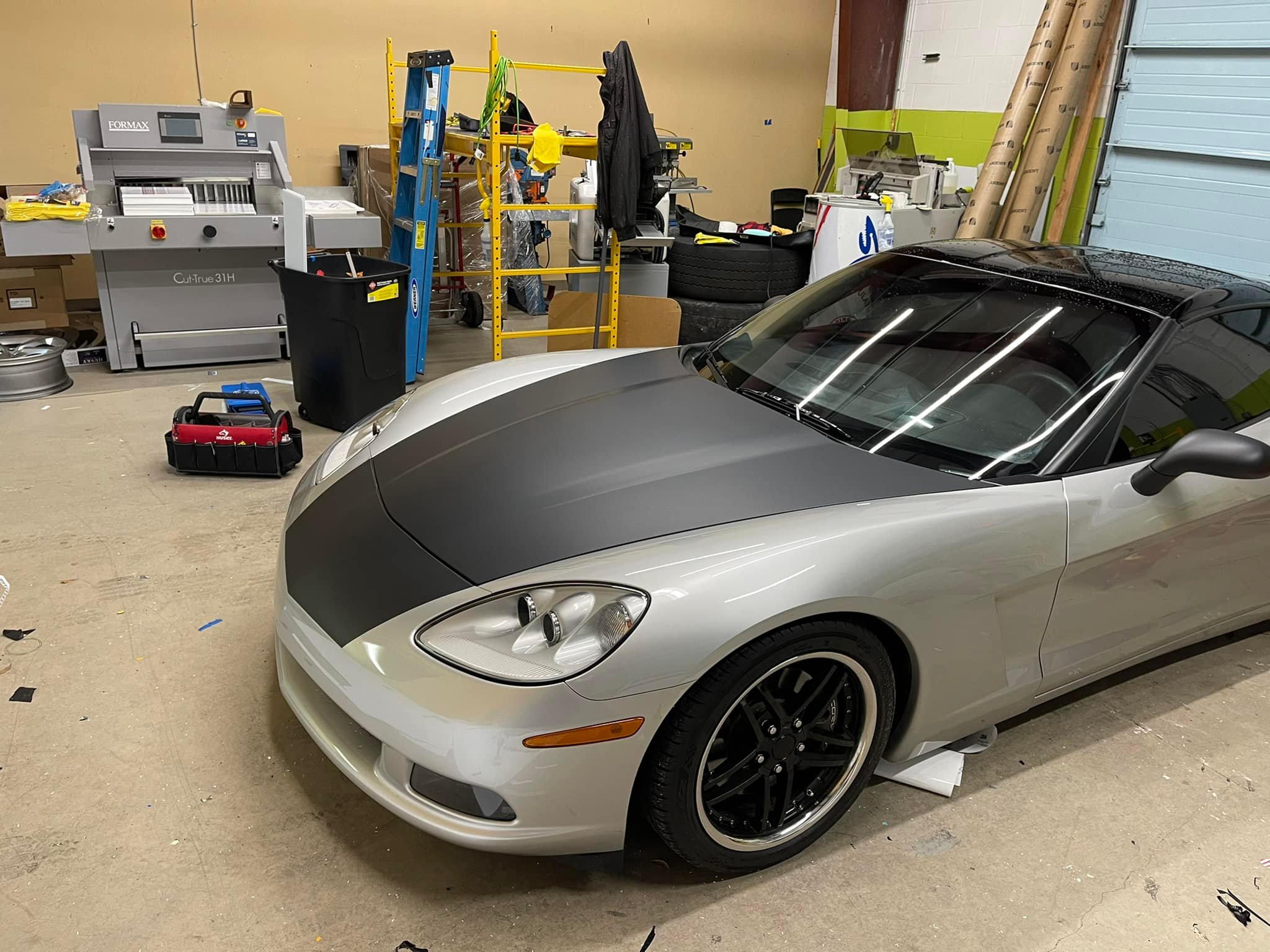 Gallery image 1 for Matte Black Hood & Roof Wrap - Corvette C6