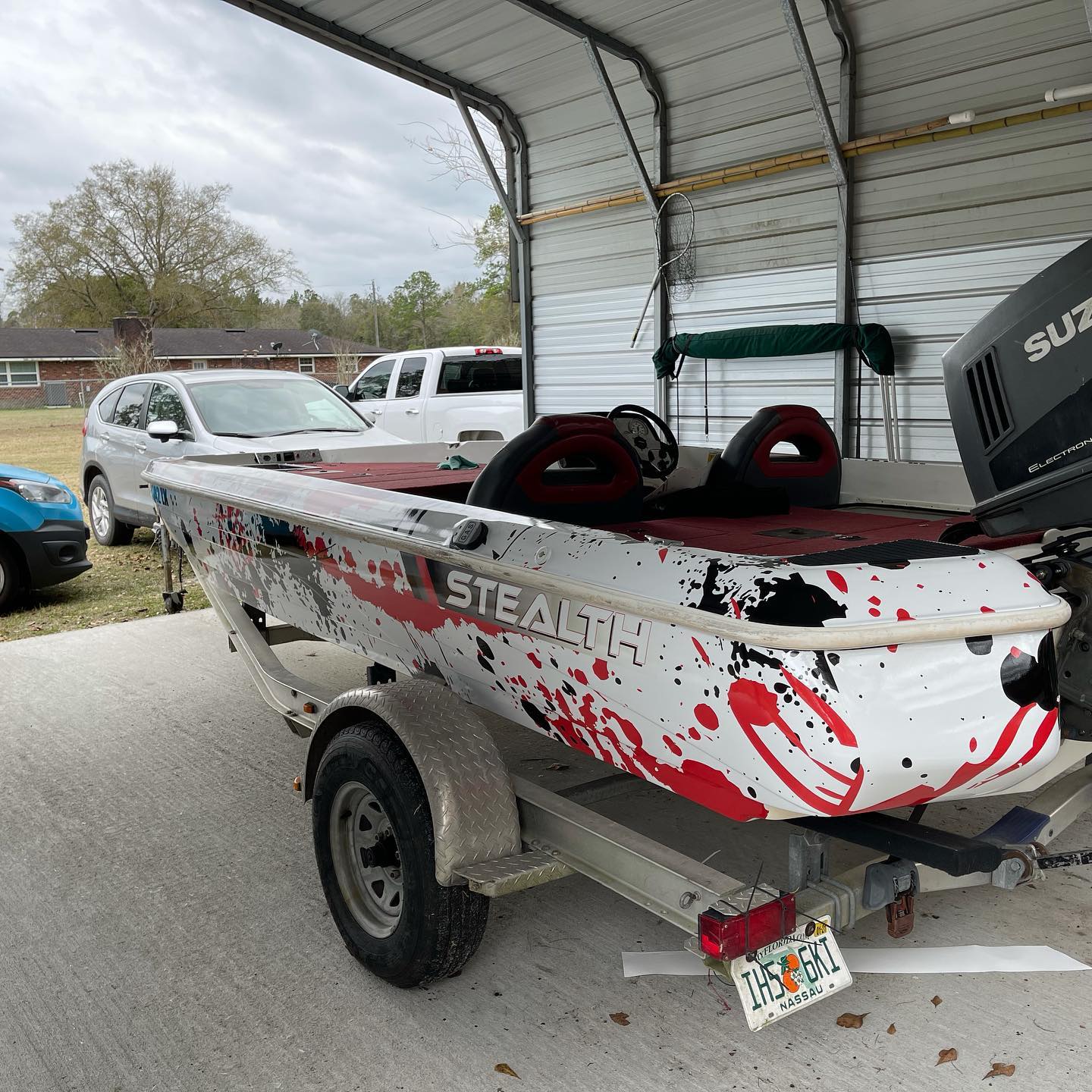 Gallery image 2 for Splatter Design Wrap - Stealth Bass Boat