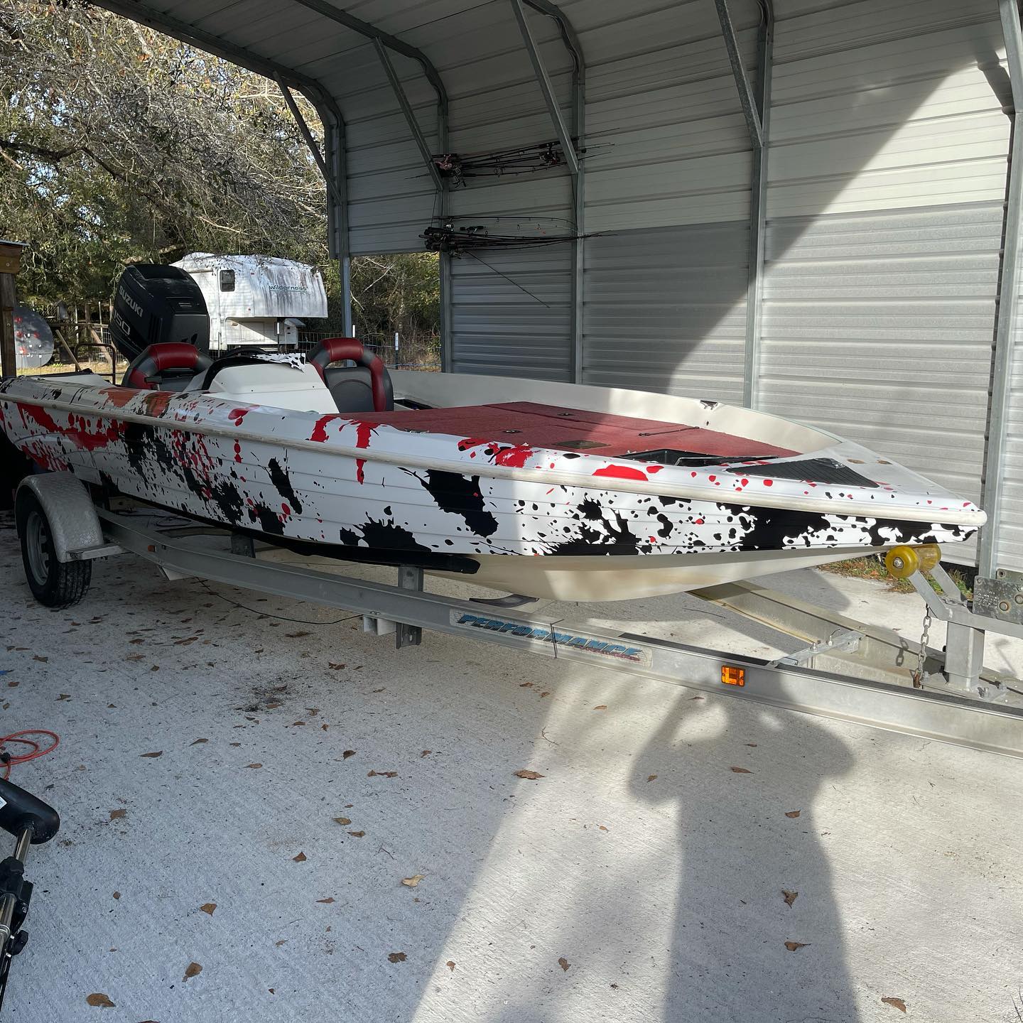 Gallery image 3 for Splatter Design Wrap - Stealth Bass Boat